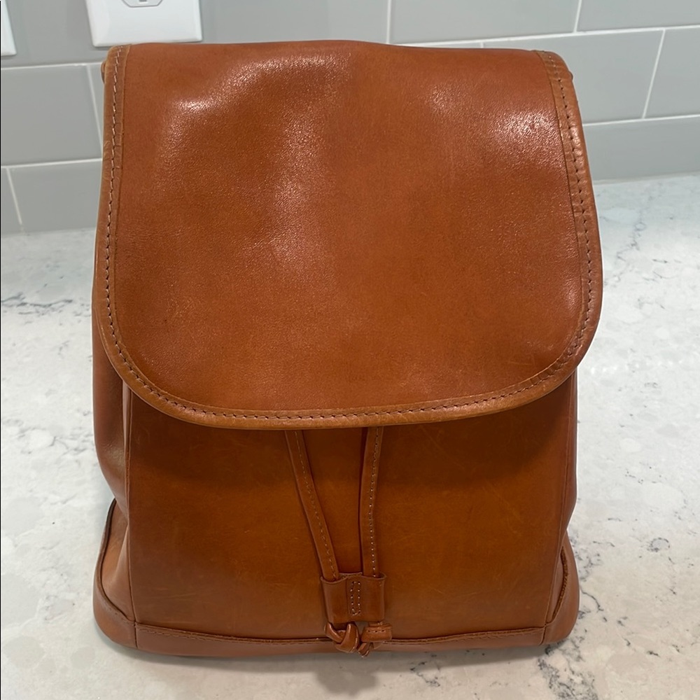 LL Bean Tan Leather Backpack